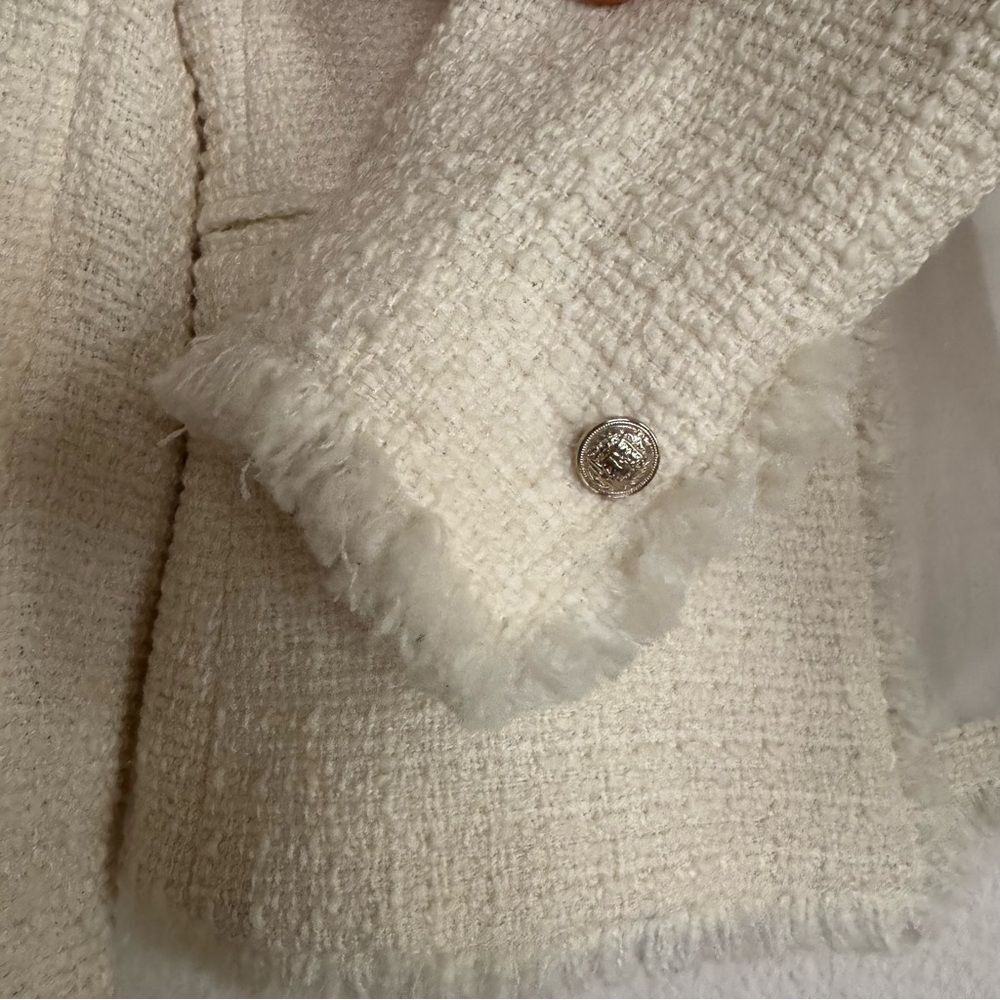 Cream Textured Jacket H&M New Without Tags Office Siren Quiet Luxury Size XS - Picture 5 of 16